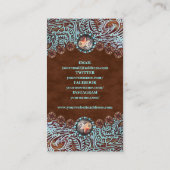 Carte De Visite cowboy rustique tendance turquoise pays occidental (Dos)
