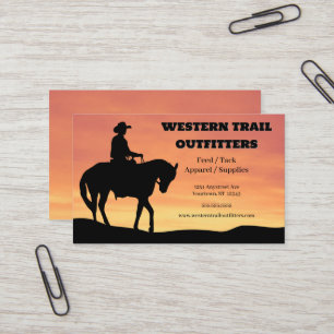 Carte De Visite Cowboy Sunset Horse Fournitures d'entraînement Emb