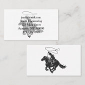 Carte De Visite Cowboy sur buccking cheval courir avec lasso (Devant / Derrière)