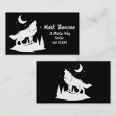 Carte De Visite Coyote Howling Sous Lune (Devant / Derrière)