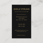 Carte De Visite CPA Accountant Black Gold Photo (Dos)