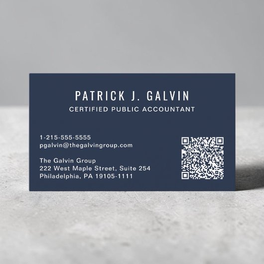 Carte de visite CPA comptable Code QR bleu