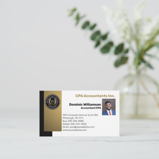 Carte De Visite CPA | Comptable professionnel noir | Or (Debout devant)
