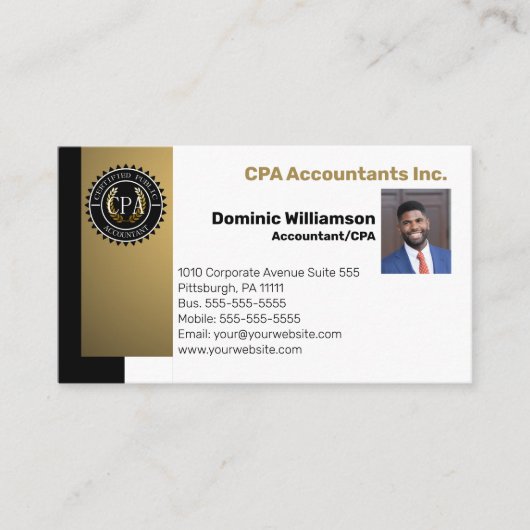 Carte De Visite CPA | Comptable professionnel noir | Or (Devant)
