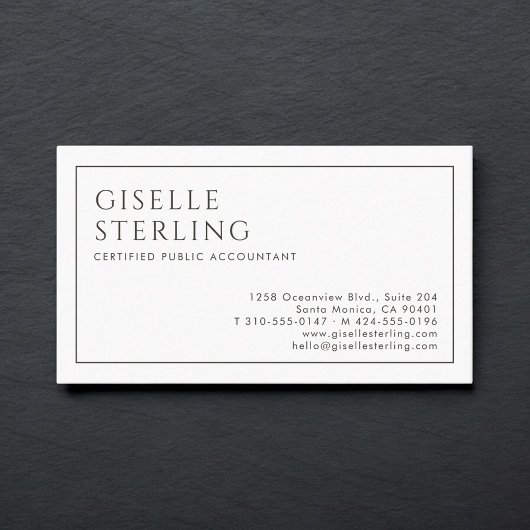 Carte De Visite CPA Luxury Minimalist Black White