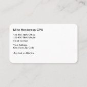 Carte De Visite CPA professionnel moderne Acountant (Dos)
