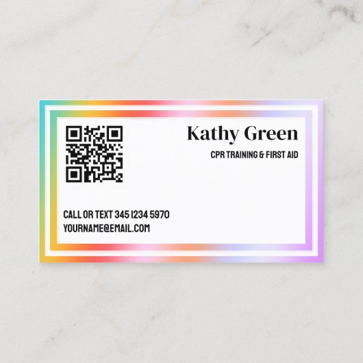 Carte De Visite CPR Instructor Custom Vcard QR (Dos)