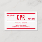 Carte De Visite CPR QR Formation et instructeur de premiers soins (Devant)