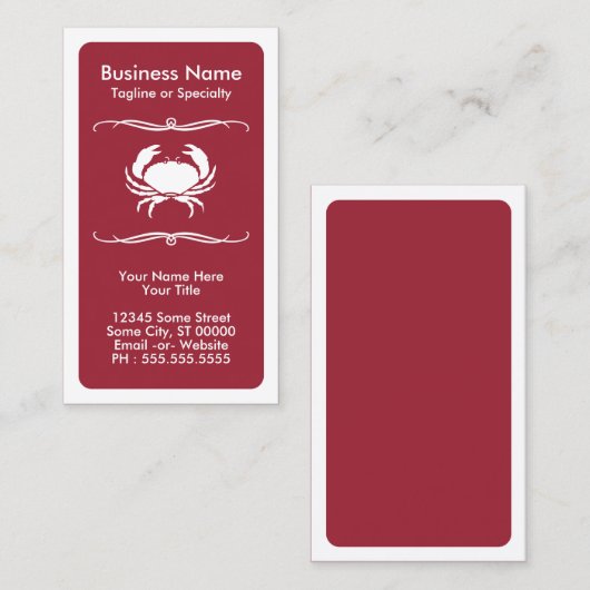 Carte De Visite crabe (Devant / Derrière)