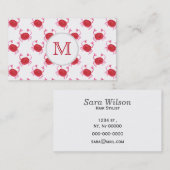 Carte De Visite crabe rouge aquarellé conception de la plage (Devant / Derrière)