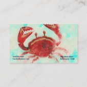 Carte De Visite Crabe rouge Élégant Plage Cuisine de cuisine de me (Dos)