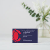 Carte De Visite Crabe rouge Fruits de mer Marine Bleu Blanc Simple (Debout devant)