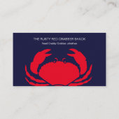 Carte De Visite Crabe rouge Fruits de mer Marine Bleu Blanc Simple (Dos)