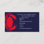 Carte De Visite Crabe rouge Fruits de mer Marine Bleu Blanc Simple (Devant)