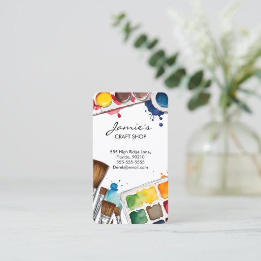 Carte De Visite Craft Shop Business Card | Paint & Art Studio (Debout devant)