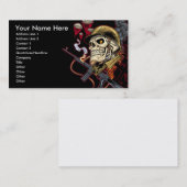 Carte De Visite Crâne avec le casque, les avions et les bombes (Devant / Derrière)