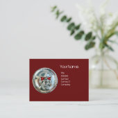 CARTE DE VISITE CRÂNE CHROME NOIR ET MONOGRAMME RUBIS ROUGE (Debout devant)