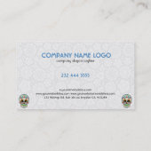 Carte De Visite Crâne de sucre floral brûlant bougies (Dos)