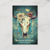 Carte De Visite Crâne de vache rustique Boho floral Ouest (Devant)
