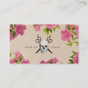 Carte De Visite crâne floral de cisaillements de rose vintage chi