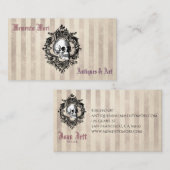 Carte De Visite Crâne gothique avec des rayures (Devant / Derrière)