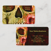 Carte De Visite Crâne gothique Face Rouge Vert Tatouage Boutique (Devant / Derrière)