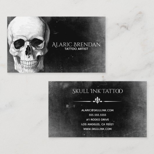 Carte De Visite Crâne grunge (Devant / Derrière)