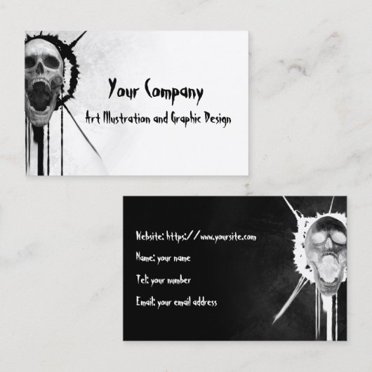 Carte De Visite Crâne hurlant (Devant / Derrière)