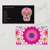Carte De Visite Crâne mexicain rose de sucre (Devant / Derrière)