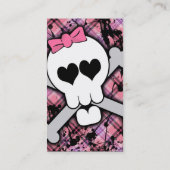 Carte De Visite Crâne rose et os croisés avec les coeurs et l'arc (Dos)