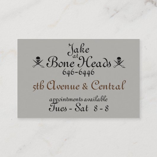 Carte De Visite Crânes de salon de coiffure, CrossScissors dans (Dos)