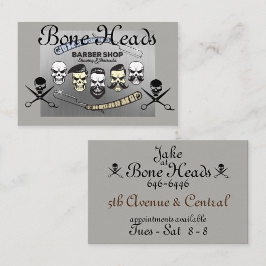 Carte De Visite Crânes de salon de coiffure, CrossScissors dans (Devant / Derrière)