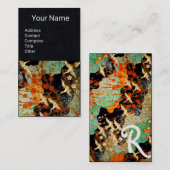 Carte De Visite CRANES DE VOL, FLEURS DE PRINTEMPS Papier noir flo (Devant / Derrière)