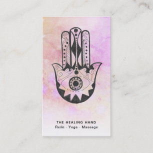 Carte De Visite *~* Cratère de Lune Hamsa Main de Fatima Yoga Peac