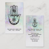 Carte De Visite *~* Cratères de Lune - Hamsa Main de Fatima Arc-en (Devant / Derrière)