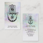 Carte De Visite *~* Cratères de lune Hamsa Main Fatima Arc-en-ciel (Devant / Derrière)