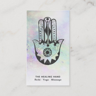 Carte De Visite *~* Cratères de lune Hamsa Main Fatima Arc-en-ciel