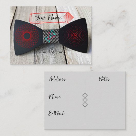 Carte De Visite Cravate Bow en bois (Devant / Derrière)