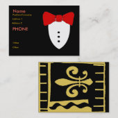Carte De Visite Cravate Bow rouge Tux noir (Devant / Derrière)