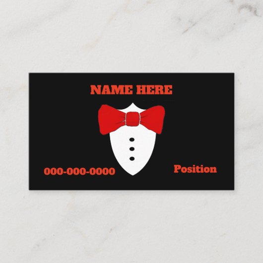 Carte De Visite Cravate Red Bow, Tux, ajouter des infos (Devant)