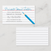 Carte De Visite Crayon à la maison de professeur de tuteur (Devant / Derrière)