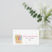 Carte De Visite Crayon Mignon Pastel Professeur (Debout devant)