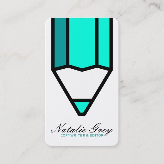 Carte De Visite Crayon moderne d'auteur de rédacteur créatif de (Devant)