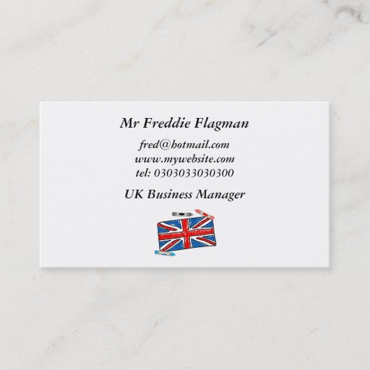 Carte De Visite Crayon Union Jack, (Devant)
