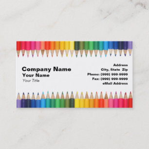 Carte De Visite Crayons colorés dans une rangée
