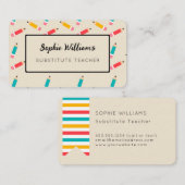 Carte De Visite Crayons colorés Enseignant substitut (Devant / Derrière)