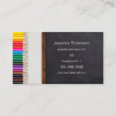 Carte De Visite Crayons Créatifs Tableau Noir Enseignant (Devant)