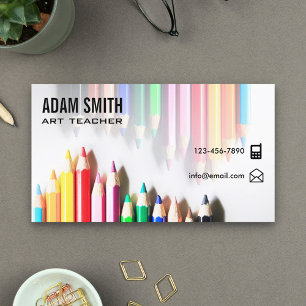Carte De Visite Crayons de couleur colorés professeur d'art scolai