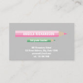 Carte De Visite Crayons de couleur modifiables sur l'enseignant él (Devant)