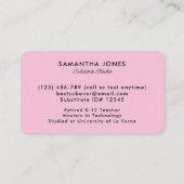 Carte De Visite Crayons éparés Substitut Enseignant Coordonnées (Dos)